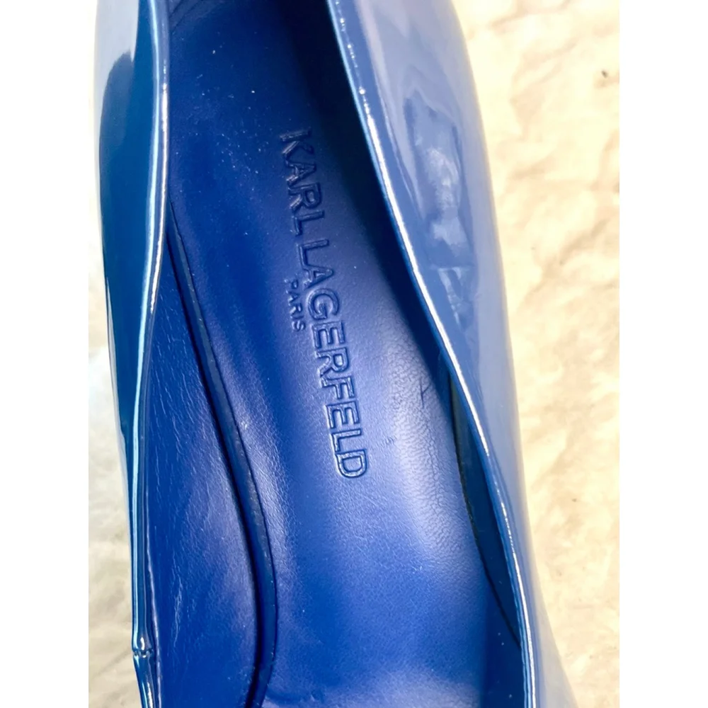 Karl Lagerfeld Paris Royale Anthracite Faux Patent Leather Heels Women size 8M